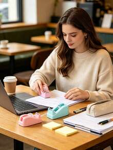 1pc Weighted Non-Slip Base Desktop Tape Dispenser, Suitable For Office, Crafts, Art Projects, Scrapbooking, School, Gift Wrapping And Parcel Delivery - Multicolor - View 8