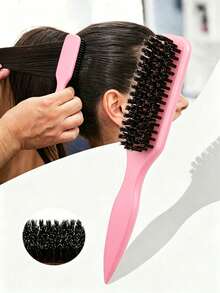 1pc Solid Color Sleek Back Comb, Fashionable & Portable, Can Be Used To Smooth Frizzy Hair, Anti-Static, Create Smooth Ponytail, Bun And Hairline Styling, Add Volume And Style, Women's Hair Accessory, Comb, Hair Brush, Hair Care Product - A - View 2