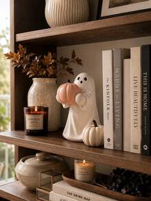 Cute Pumpkin Ghost Figurine, Autumn Bookshelf Decor, Halloween Ghost Decoration, Soft Spooky Home Decor, Suitable For Coffee Bar, Tiered Tray, Fireplace Display - Multiple Styles - View 5