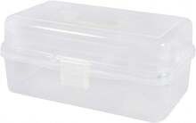 Caja clasificadora de plástico de tres niveles con tapa abatible, caja de almacenamiento transparente con compartimentos, para guardar accesorios, herramientas, joyas y diversas piezas pequeñas. - 31x17x15 cm - Ver 3