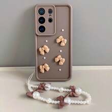 Brown + 4 Butterflies + Pearl + Chain