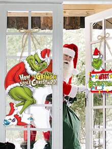 The Grinch 1件吊飾裝飾道具，適用於居家裝飾、門把掛飾、聖誕氛圍道具 - 彩色 - 查看 8