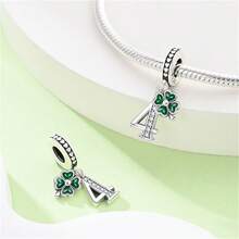 Vectoflux 1pc Minimalist Style S925 Sterling Silver Hypoallergenic Lucky Angel Number Pendant, Suitable For Original Bracelet, Women's DIY Jewelry Making, Birthday Gift - Green - View 2
