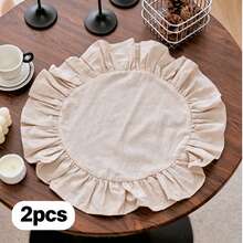 1pc/2pcs/6pcs Korean Style Solid Color Round Placemats, Sweet Princess Style Candy Color Tablecloth With Ruffle Edge, Cute Food Plate Heat-Insulating Background Mat - Multicolor - View 23