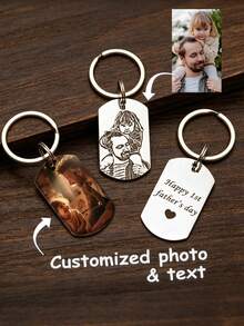 1pc Customized Engraved Pet ID Tag, Personalized Cat & Dog Photo Keychain, Stainless Steel Fashion Style, Custom Pet Memorial Gift - Black - View 13
