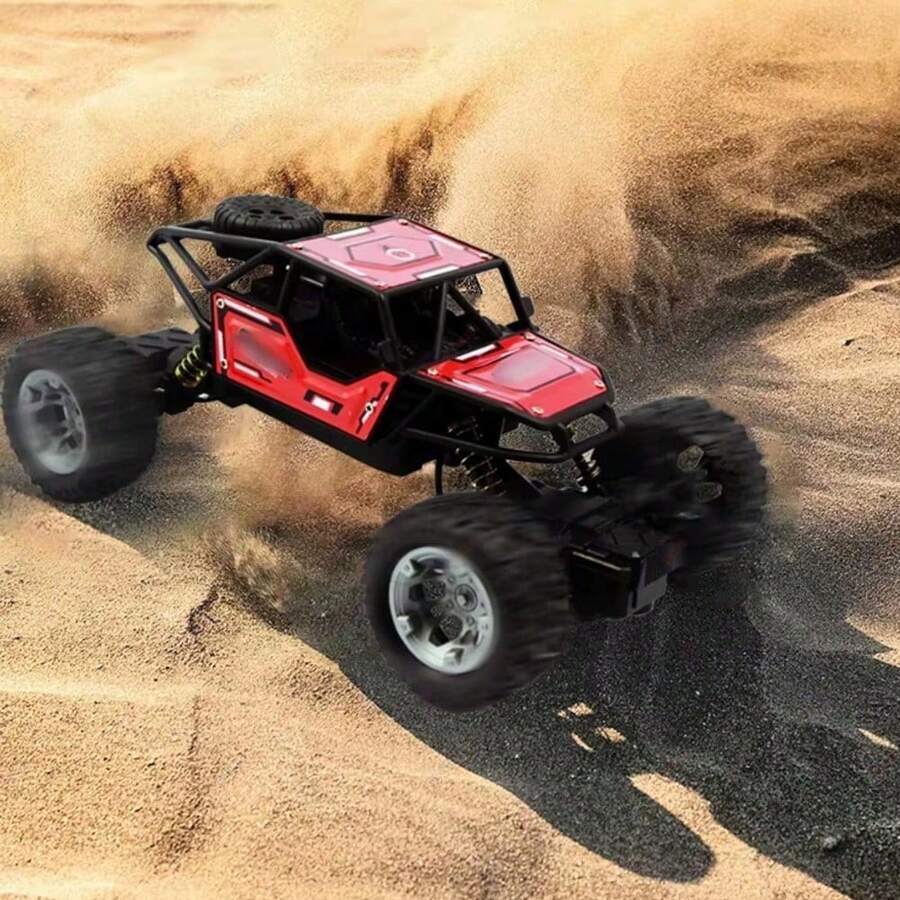 Carrinho 4x4 Off Road Controle Remoto Recarregável USB Resistente Impacto Brinquedo Criança Menino - Vermelho - Visão 1