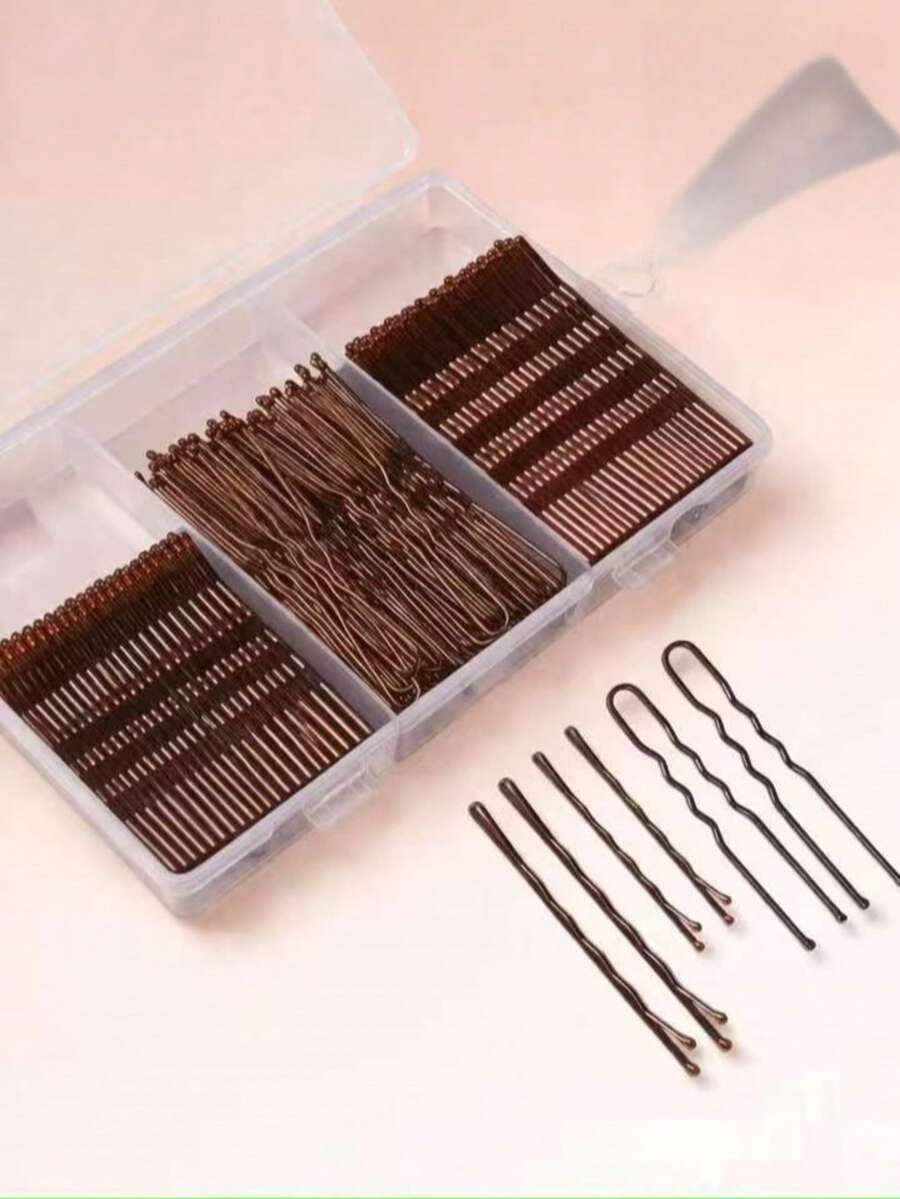 150/100入金屬髮夾 女用髮飾 法式U型髮夾套組(黑色/棕色/金色/銀色) - 三混套裝A - 查看 1