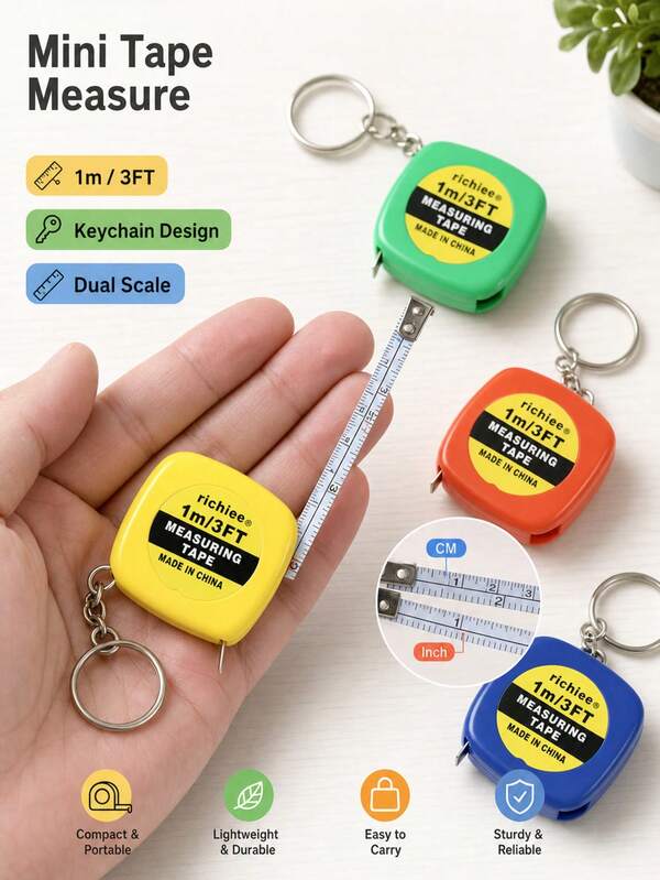 1/4/12pcs Mini Retractable Tape Measure Keychain - Mini Tape Measure Keychain/Keyring - 1m/3ft Measuring Range, Compact Pocket, Portable Measuring Tool, Mini Sewing Tape Measure, Body Measuring Tape, Daily Essential Men's Tool - Suitable For Daily Use, Party, School And Promotional Gifts, Halloween, Christmas, Father's Day Gifts
