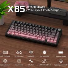 ATTACK SHARK X85 Wireless Mechanical Keyboard, TKL 82 Keys Bluetooth 5.0/2.4GHz/USB-C Hot Swappable Custom Keyboard, Gasket Structure, Knob, RGB Backlit Gaming Keyboard For Windows/ PC/ Linux/ Gamer - Moonlit Night/ BlackBerry/ Purple/ Star White - View 12