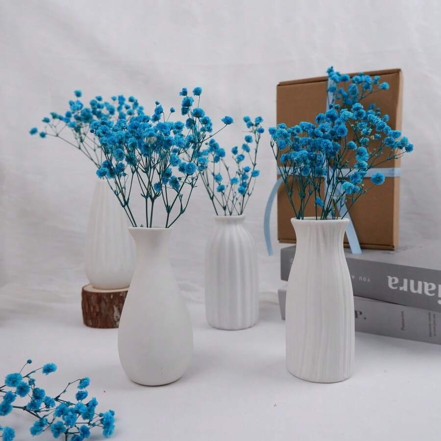 25/50/100/150/300pcs Ivory Mini Artificial Mixed Baby's Breath Flowers, Handmade Floral Materials For Resin Crafts, Hair Accessories, Wedding Wreaths, Tabletop Home Decor - Blue - View 1