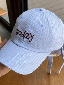 1 Peça Boné de Beisebol Estilo Y2K com Letra Bordada e Listras, Chapéu Feminino, Laço Doce, Chapéu de Sol Esportivo Multifuncional, Adequado para Festa, Uso Diário, Escola e Outras Ocasiões - Multicolorido - Visão 11
