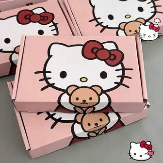 SANRIO-3pcs/6pcs Cute KT Cat Pink Airplane Box, Cartoon Bear Pattern Gift Box, Suitable For Cosmetics, Stationery, Small Gifts Cute Packaging Box,Back To School Season