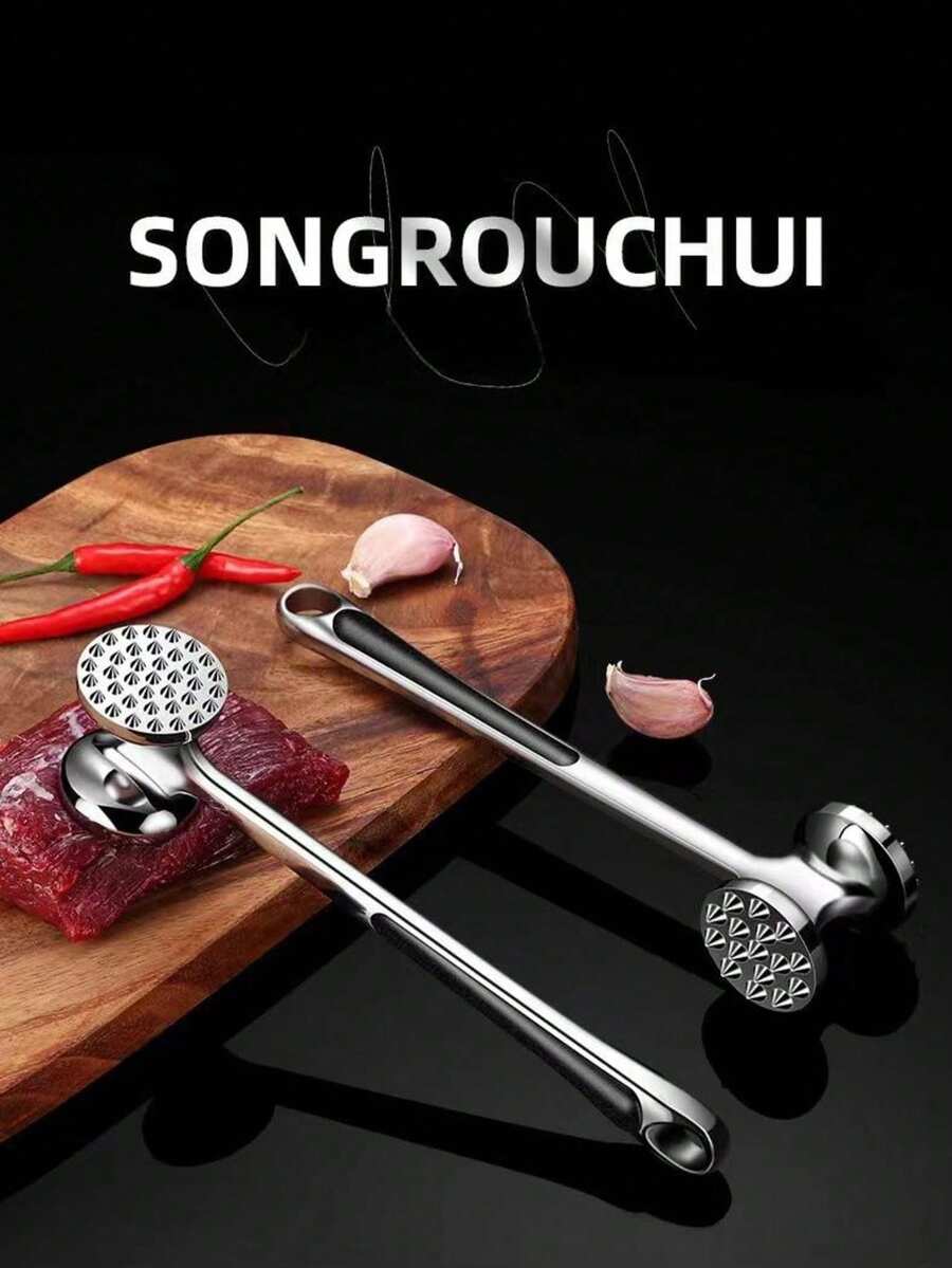316不鏽鋼實心肉類嫩化錘,廚房用牛排、豬排與肋排肉錘 - 彩色 - 查看 1