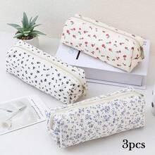 Large Capacity Floral Polyester Pencil Case - Multi-Purpose Makeup Bag, Storage Pouch - Ideal Back To School Gift, School Supplies Organizer 1pc/2pcs,Back To School - Sets - View 13