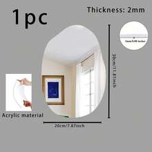 1pc Asymmetrical Acrylic Mirror Wall Sticker, Asymmetrical Shaped Acrylic Mirror, Unique Design, Home Decor, Kids Room Decorative Mirror - Multicolor - View 11