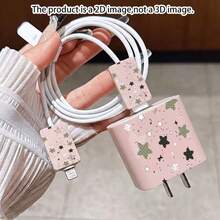 1 Set Leopard Lips Design Apple Data Cable Charger Protective Cover, Compatible With Apple 18-20W Charger, Anti-Breakage Anti-Scratch Protective Shell - Multicolor - View 4