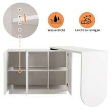 Rotating L Shaped Desk - White Office Shelf 110cm - White - View 11