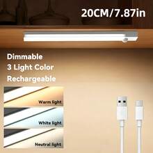1pc Upgraded 3-Color USB Rechargeable Motion Sensor Night Light, Warm White/Cool White/3-Color, Suitable For Bedroom, Kitchen, Closet, Stairs, Hallway And Cabinet - Cabinet Light - View 24