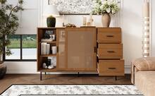 Sideboard Rustic Style With 2 Drawers And 3 Shelves - Natural - View 2