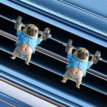 1pc Creative Cute Acrylic Weightlifting Puppy Car Air Vent Clip/Air Conditioner Vent Fragrance Diffuser - Weightlifting Puppy Decorative Clip - View 3