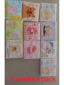 120pcs 3-Ply Thickened Cartoon Printed Facial Tissues, Portable Small Size Handkerchief, Wooden - Tissues - View 8
