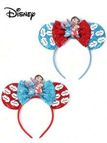 Disney, 1pc Cute Stitch And Girl Bow Headband, Cartoon Mickey Mouse Ear Bow Headband, Shiny Party Essential, Perfect Accessory For Theme Park Visits. Great For School Parties, Costume Parties, Cosplay And Theme Park Visits, Also An Excellent Gift For Couples, Princess Cosplay Enthusiasts, Birthday Celebrations And Christmas Parties. (Hair Accessories, Hair Bands, Headbands, Women's Headbands) - Multicolor - View 1