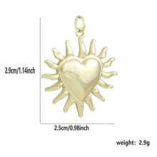 1pc Copper Asymmetrical Heart & Sun Pendant DIY Bracelet Necklace Anklet Charm, Niche Layering Accessory For Best Friends, Valentine's Day, Beach Vacation, Coworker Gift, Mother's Day - Multicolor - View 24
