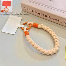 1pc Summer Fresh Dopamine Solid Color High-Quality New Handmade Woven Short Phone Lanyard Wrist Strap - Multicolor - View 11