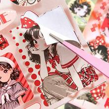 1pc Japanese Showa Style Sticker Book Millennium Memories, Dress-Up Scene Decoration Sticker Book, Student DIY Creative Free-Style Decoration Cute Cartoon DIY Material - A - View 2