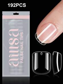 AILLSA 360/192/120pcs Ujung Kuku Palsu Bentuk Persegi Pendek, 10 Ukuran Ujung Kuku Transparan, Sempurna untuk Ekstensi Kuku dan DIY Kuku Tempel di Rumah, Perlengkapan Kuku - Clear - View 8