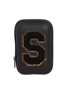 Portable Mini Transparent Zipper Storage Bag, Letter Gold-Trimmed Towel Embroidered Digital Storage Pouch, Black Waterproof Hard Shell Data Cable Earphone Organizer Box, Double-Layer Partition Anti-Pressure Anti-Drop Portable Storage Bag, College Style Customizable Initial; Suitable For All Seasons, Ideal For Students, Office Workers, Travel And Business Trips, Fits Back To School, Commuting, Short Trips, Can Store Charging Cables, Charging Heads, USB Drives, Simple Neutral Portable Digital Storage Bag, Creative Back To School Gift - Multicolor - View 13