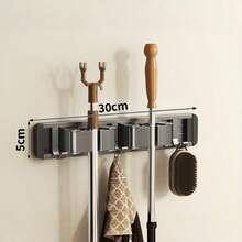 Adjustable Hook Space-Saving Mop Broom Holder, Wall-Mounted Storage Rack For Bathroom Kitchen Garden Garage, Tool Equipment Storage Solution With Shelf - Multicolor - View 14