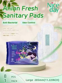 Niceday 285mm 8 piezas/paquete Toallas sanitarias con iones negativos para uso nocturno, eliminación de olores para áreas íntimas, alta absorbencia, absorción rápida, secas y sin picazón, toallas menstruales gruesas, toallas para el cuidado del periodo, protectores diarios - 285 mm (64 unidades/8 paquetes) - Ver 2
