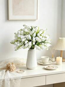 6pcs Artificial Lily Bouquet, Suitable For Wedding, Engagement, Home Decor, Valentine's Day, Graduation Ceremony, No Container Needed Tabletop Floral Centerpiece Decoration, Perfect Gift For Home Decor Enthusiasts And Event Planners - White - View 7