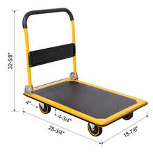 Foldable Platform Truck Dolly - Push Cart W/ 330 Lb Capacity - Yellow - View 9