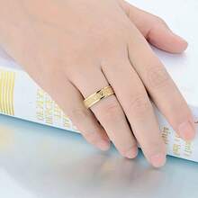 Vintage Roman Numeral Stainless Steel Couple Rings, 6mm Matte Engraved Clock Band, Silver, Black, Gold 3 Colors Waterproof Hypoallergenic Titanium Wedding Commitment Rings, Minimalist Punk Jewelry Gift For Men And Women Daily Wear - Multicolor - View 7