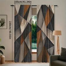 2pcs Vintage Abstract Textured Geometric Print Decorative Curtains, Rod Pocket Design, Easy Installation And Removable, Polyester Material, Suitable For Living Room, Bedroom And Modern Home Decor. - Multicolor - View 17