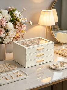 1pc Large Capacity Multi-Layer Jewelry Box With Transparent Window, Drawer Style, Anti-Oxidation Storage Box For Rings, Earrings, Necklaces - Multicolor - View 17
