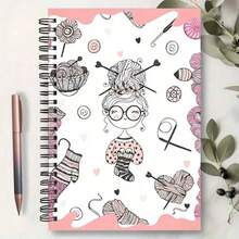1 Stück süßes Spiralnotizbuch mit Näh-Thema, rosa Basteldesign & genähter Bindung - Reisejournal, Planer & für Nähbegeisterte, Geschenkidee, Stift nicht enthalten - Ein Buch (50 Seiten, 100 Seiten) - Übersicht 14