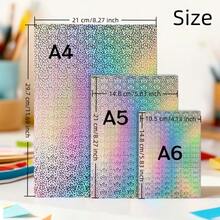 16張隨機圖案金屬銀全息卡紙，4.1" X 5.8"，250g，適用於剪貼簿、卡片製作與賀卡製作，彩虹亮粉全息效果卡紙 - 16個隨機圖案 - 查看 2