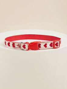 1pc Heart Pattern Jacquard Thin Soft Pet Collar, Adjustable, Suitable For Small Cats And Dogs For Indoor And Outdoor Use (Not Suitable For Large Dogs) - Red - View 10