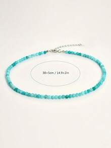1件女款天然石珠項鍊，4mm珠子波希米亞風頸鍊飾品，適合秋冬、度假、假期，送禮佳品 - 彩色 - 查看 5