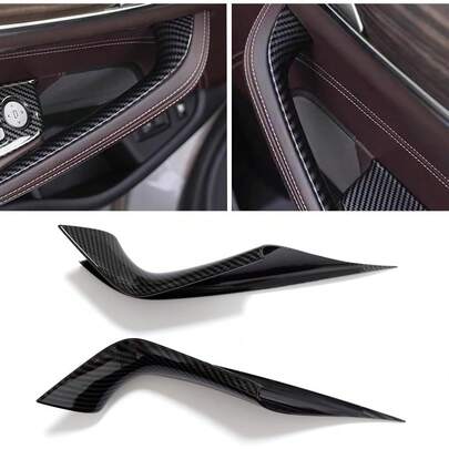 Ốp tay nắm kéo bảng điều khiển cửa trong trái & phải tương thích với BMW 5 Series G30/G31/F90 2017-2022 518 520 525 530 540 550 M5 () họa tiết sợi carbon