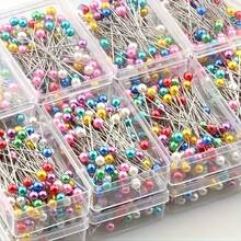 100pcs Random Bright Color Pearl Head Pins, Multi-Color Large Size Pins With Transparent Storage Box, Suitable For DIY Crafts And Sewing Projects, Sewing Accessories - 100pcs - View 1