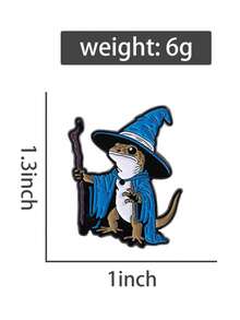 1pc Gift Box Magic Wizard Lizard Gecko Enamel Brooch, Fantasy Magic Reptile Badge, Cool Witchy Cartoon Pin, Decoration Gift For Jacket, Backpack, Hat - Multicolor - View 10
