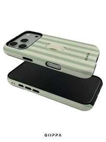 GIIPPA 1pc Light Green Vertical Stripe Pattern Design, Phone 17 Pro Max Phone Case, Compatible With Phone 16 Pro Max, 15 Pro Max, 14 Pro Max, Korean-Style High-End Fashionable And Fun Phone Case, Compatible With 11/12/13/14/15/16 Pro Max Plus, Elegant Design Suitable For Men And Women, Perfect Gift For Girlfriend On Christmas, Valentine's Day, Easter, Wedding Season And Birthday! - Blue and White - View 3