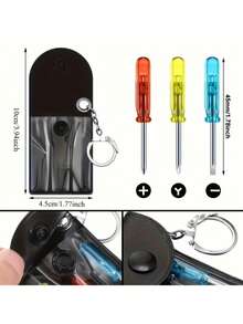 3/4 Packs Mini Precision Screwdriver Keychain Set With Portable Leather Storage Pouch, PH00 Cross, Y-Type & Flat Slotted Bits, Pocket Size Repair Tool Kit With Key Ring, Ideal Mini Hand Tool Gift For Electronics, Glasses, Daily Home Maintenance - Multicolor - View 5