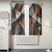 2pcs Vintage Abstract Textured Geometric Print Decorative Curtains, Rod Pocket Design, Easy Installation And Removable, Polyester Material, Suitable For Living Room, Bedroom And Modern Home Decor. - Multicolor - View 14