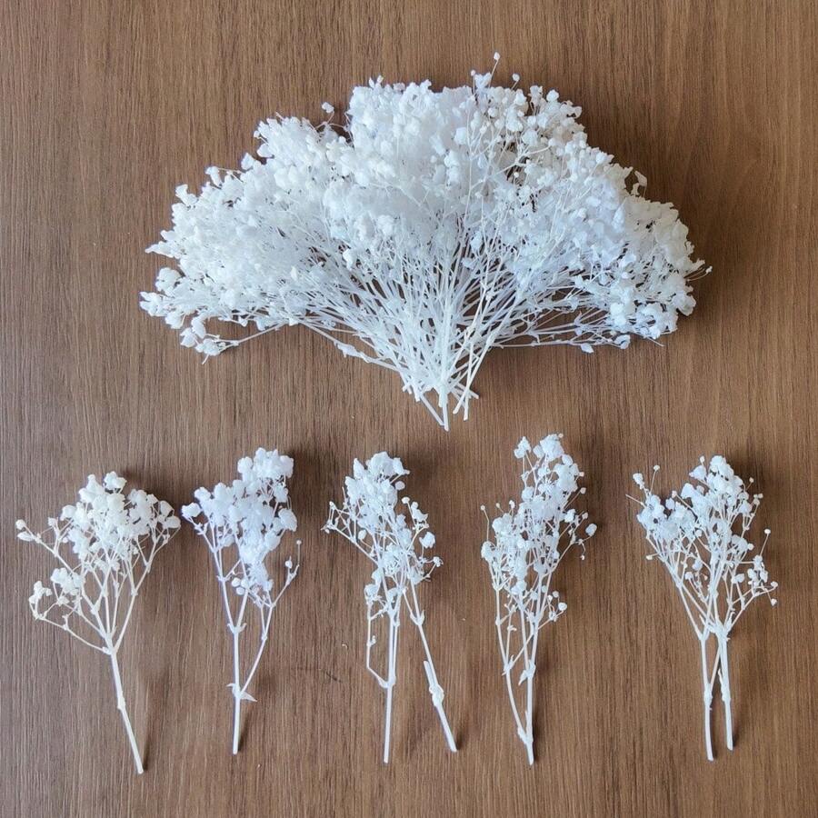 25/50/100/150/300件象牙白迷你人造滿天星與混色花朵,微小花蕾,適用於樹脂模具、髮飾、婚禮花環、桌面與家居裝飾 - 白色 - 查看 1