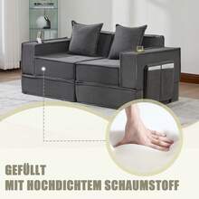 Modern Sofa Bed Frame Beige 2 Seat - 深灰色雙座 - 查看 4